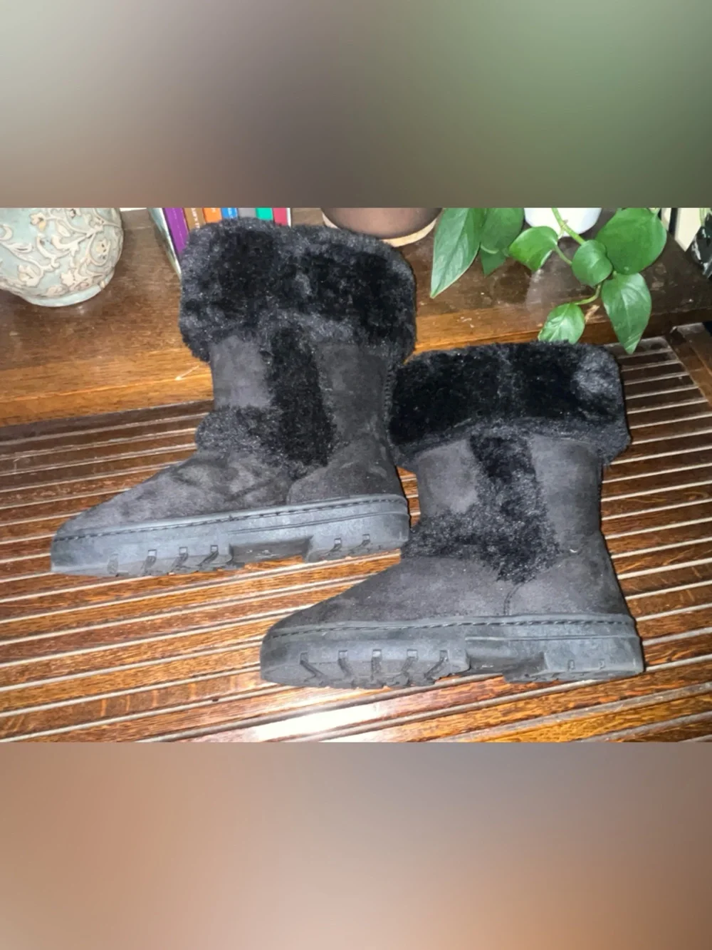 Style‎ & Co. Black Faux Suede Winter Boots with Plush Cuff